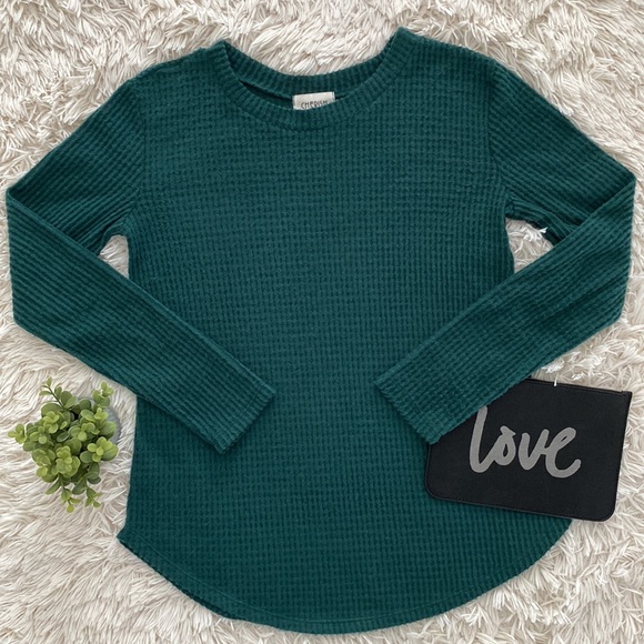 🎉HP🎉 Cherish Brushed Waffle LS Top 💗 Forest Green - Picture 3 of 12
